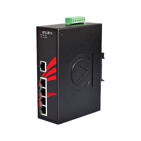 Antaira 5-Port Industrial Gigabit PoE+ Unmanaged Ethernet Switch LNP-0500G-24